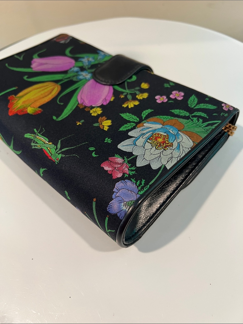 Gucci Navy Floral GG Marmont Chain Crossbody Bag with COA - Picture 13 of 15